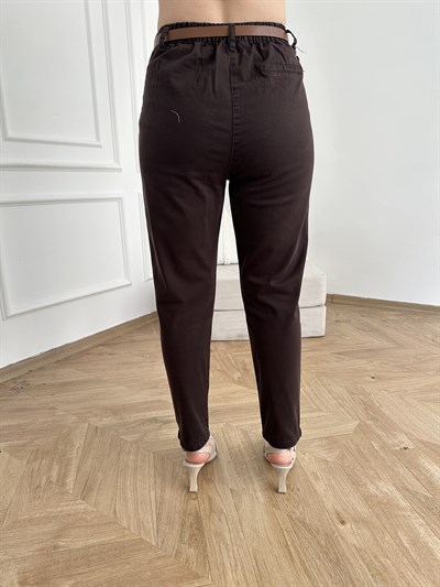 Kemerli Gabardin Pantolon Acı kahve