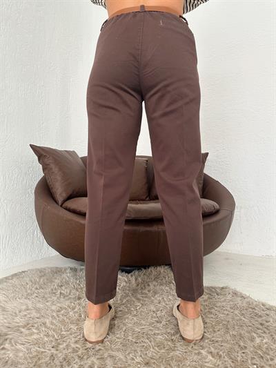 Kemerli Gabardin Pantolon Kahve