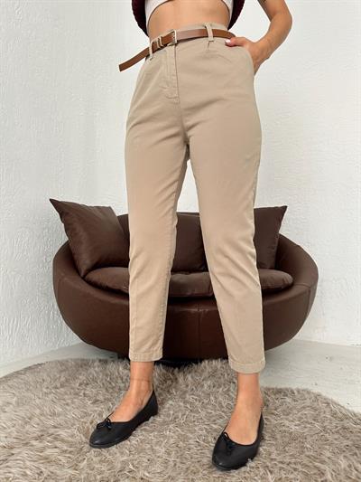 Kemerli Gabardin Pantolon Koyu taş