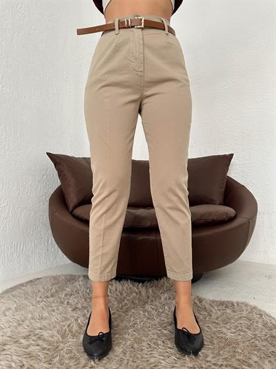 Kemerli Gabardin Pantolon Koyu taş