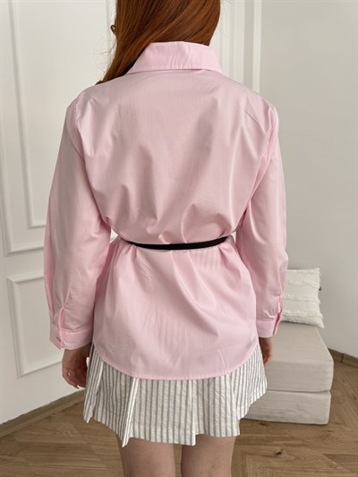 Kemerli Gömlek Pembe