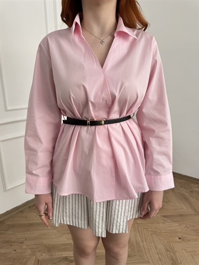 Kemerli Gömlek Pembe