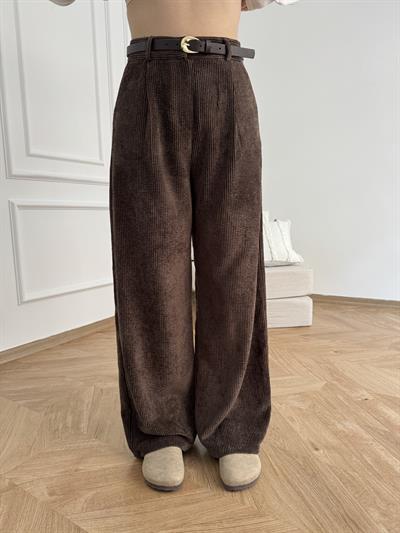 Kemerli Kadife Pantolon Kahve