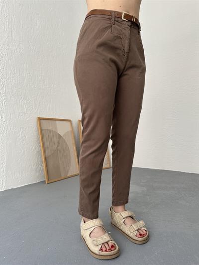 Kemerli Pantolon Kahve