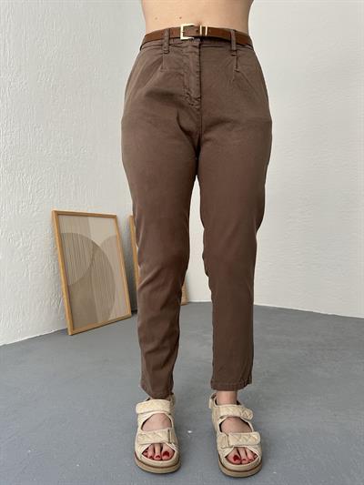 Kemerli Pantolon Kahve