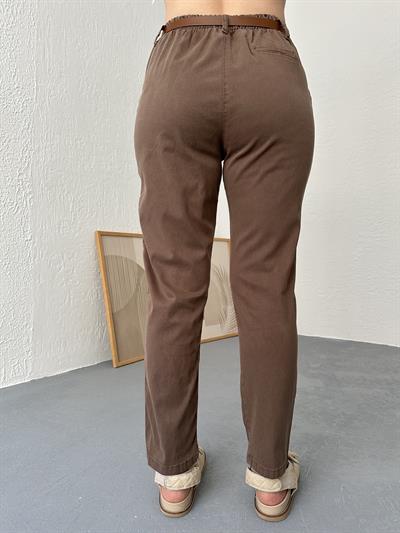 Kemerli Pantolon Kahve