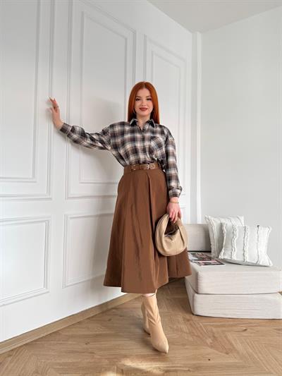 Kemerli Uzun Etek Taba