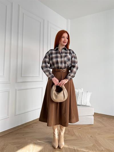 Kemerli Uzun Etek Taba