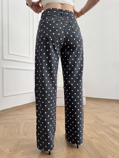 Kesik Paça Kemerli Straight Pantolon Antrasit puantiyeli