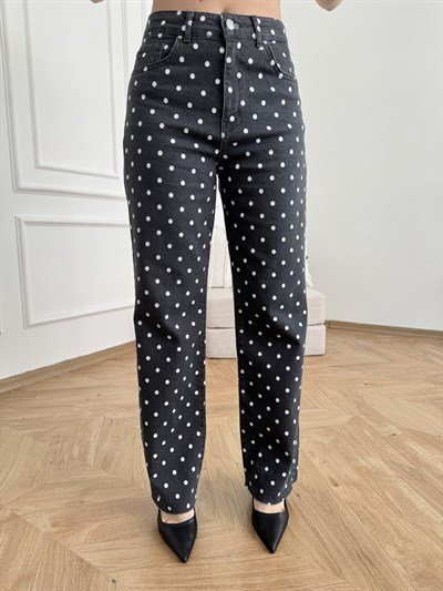 Kesik Paça Kemerli Straight Pantolon Antrasit puantiyeli
