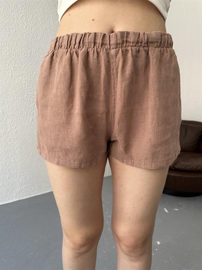 Keten Mini Şort Vizon