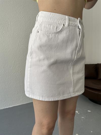 Diz Üstü Etek Beyaz