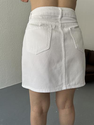 Diz Üstü Etek Beyaz