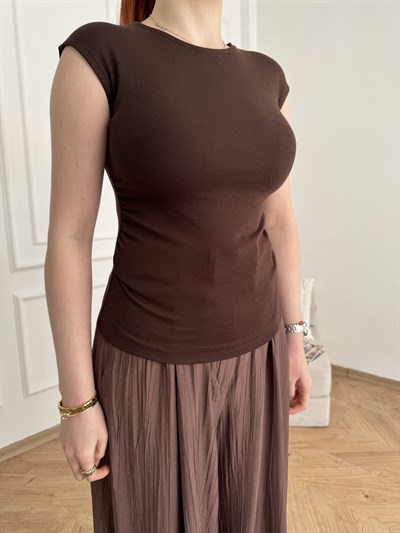 Kolsuz Yanları Büzgülü Basic Badi Acı kahve