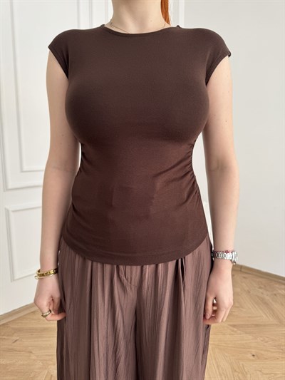 Kolsuz Yanları Büzgülü Basic Badi Acı kahve