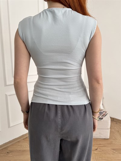 Kolsuz Yanları Büzgülü Basic Badi Bebe mavi