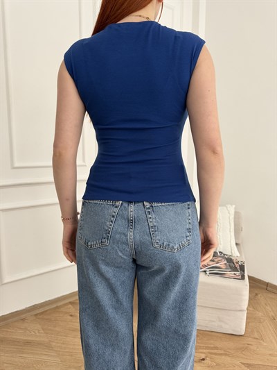 Kolsuz Yanları Büzgülü Basic Badi Saks