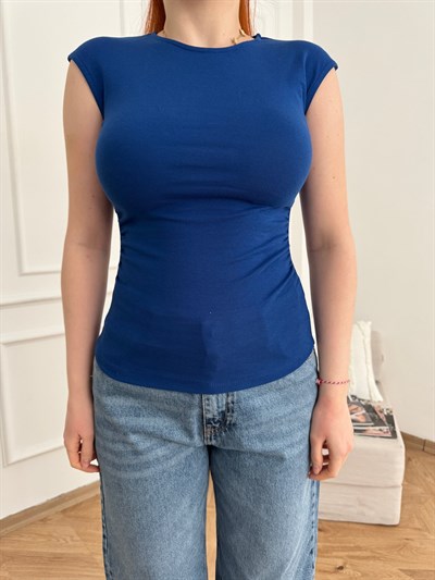 Kolsuz Yanları Büzgülü Basic Badi Saks