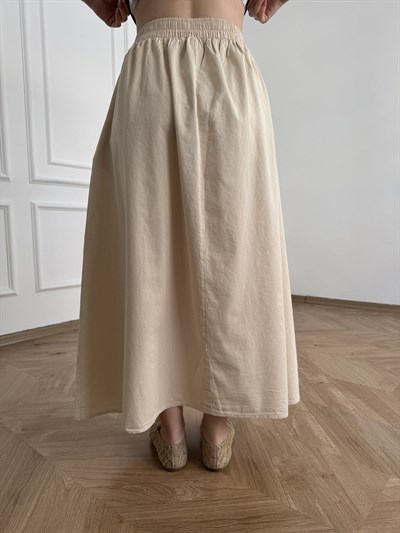 Korsajlı Poplin Etek Taş