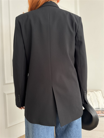 Kruvaze Blazer Ceket Siyah