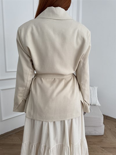 Kuşaklı Blazer Ceket Bej
