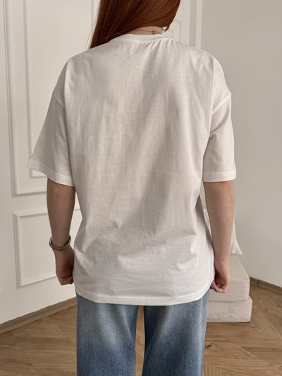 La Dolce Nakışlı T-shirt Ekru