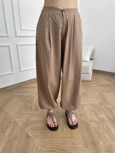 Lastikli Şalvar Pantolon Camel