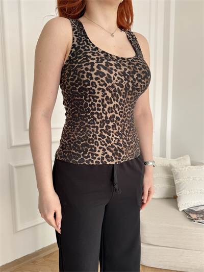 Leopar Desen Ribana Atlet Kahve-siyah