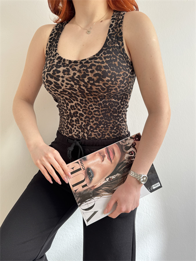 Leopar Desen Ribana Atlet Kahve-siyah