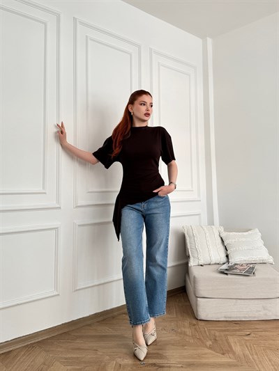 Likralı Kısa Jean Pantolon Mavi