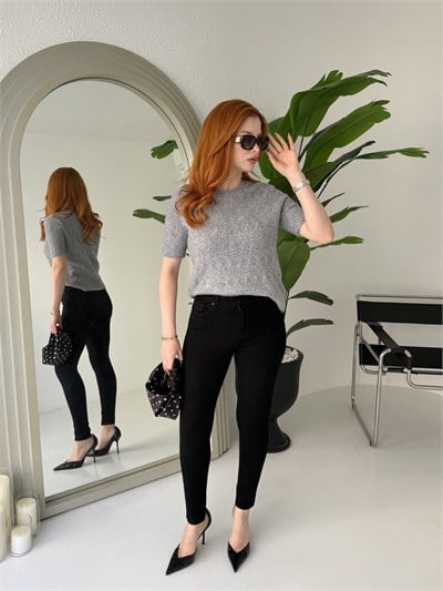 Likralı Skinny Jean Pantolon Siyah