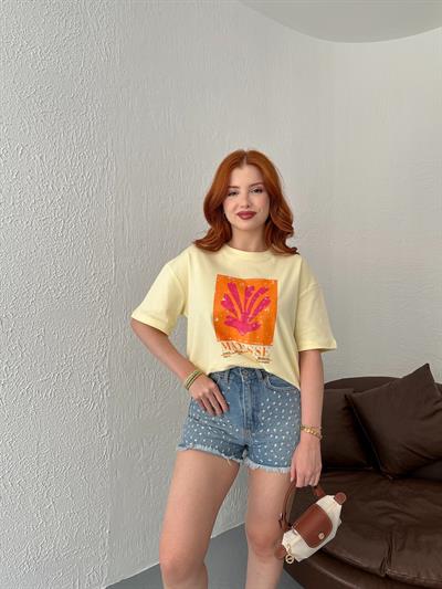 Matısse Baskılı Tişört Sarı