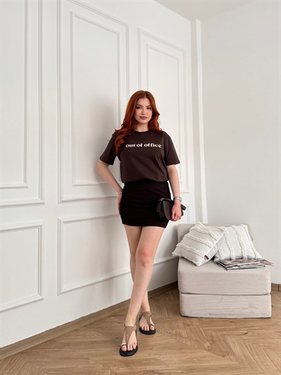 Mini Tül Etek Kahve