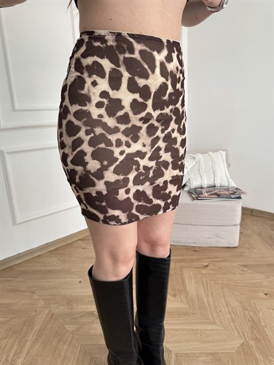 Mini Tül Etek Leopar