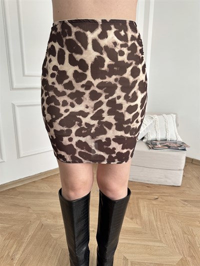 Mini Tül Etek Leopar