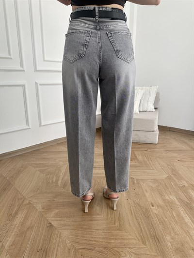 Mom Fit Kemerli Jean Gri
