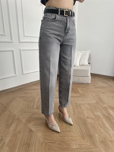 Mom Fit Kemerli Jean Gri