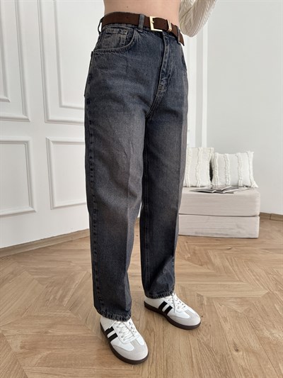 Mom Fit Kemerli Jean Kahve tint