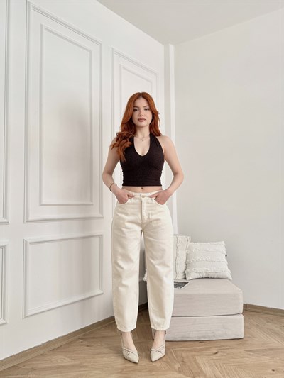 Mom Fit Pantolon 80 vanilya