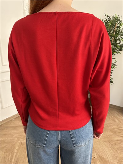 New York 64 Baskılı Sweatshirt Kırmızı