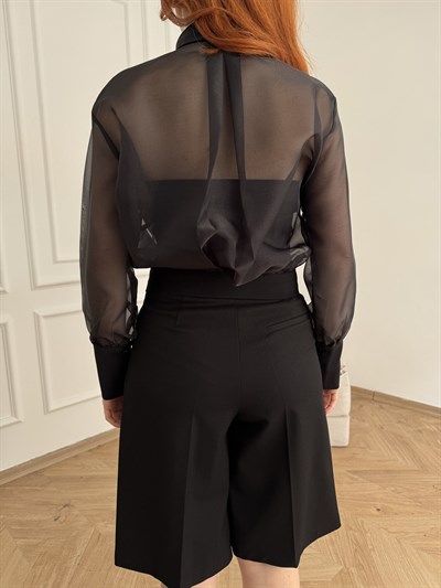 Organze Matchli Ceket Siyah