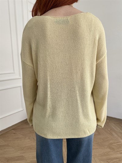 Oval Yaka Triko Açık sarı