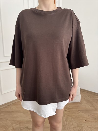 Oversize Basic T-shirt Kahve
