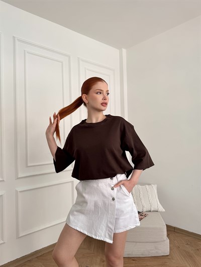 Oversize Basic T-shirt Kahve
