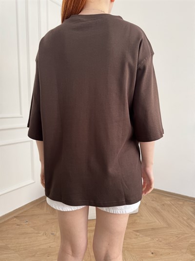 Oversize Basic T-shirt Kahve