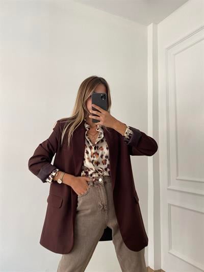 Oversize Blazer Ceket Koyu kahve