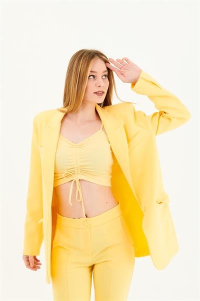 Oversize Blazer Ceket Sarı