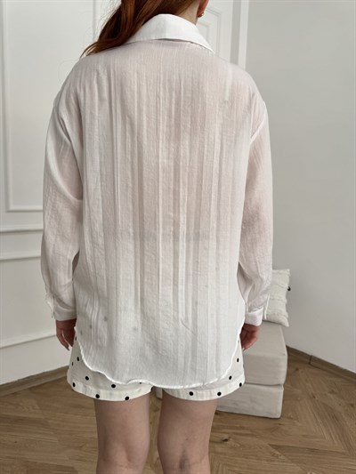 Oversize Gömlek Ekru