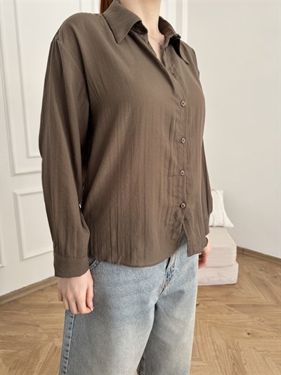 Oversize Gömlek Kahve