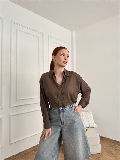 Oversize Gömlek Kahve
